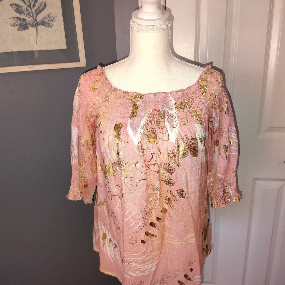 Elegant Pink and Gold Women's Top